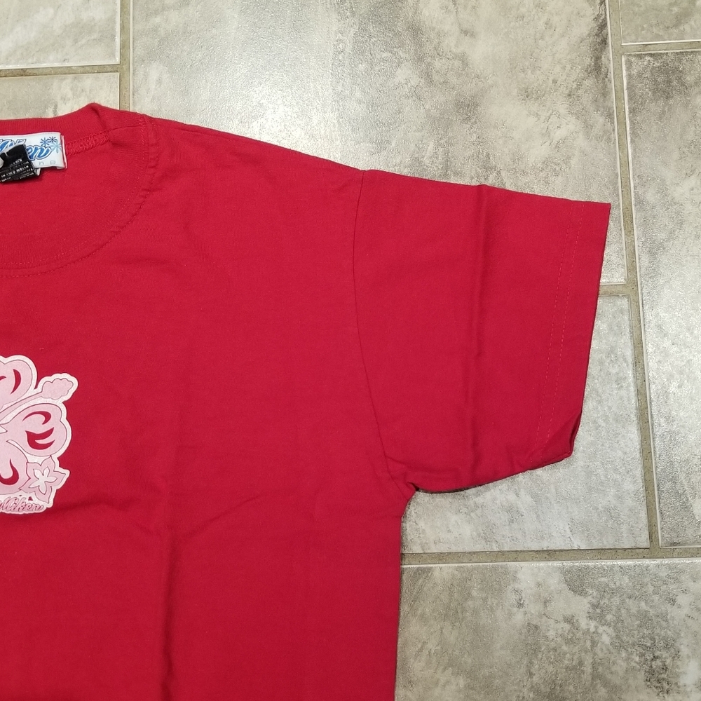 Vintage Miken S/S Crew Neck Flower T-Shirt Red Women's Size Large USA Made - Picture 8 of 8